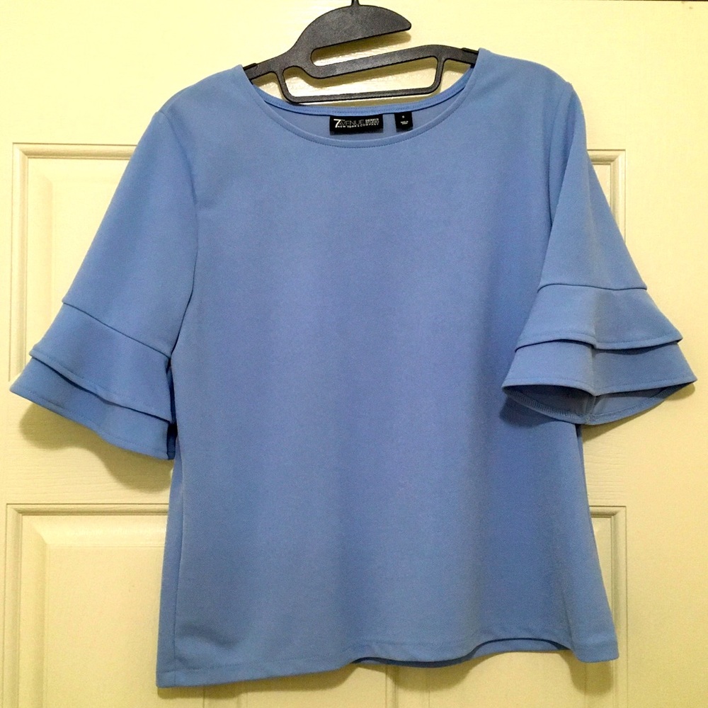Baby Blue Top with Bell Layered Sleeves